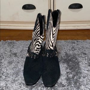 Zebra print cowboy boots